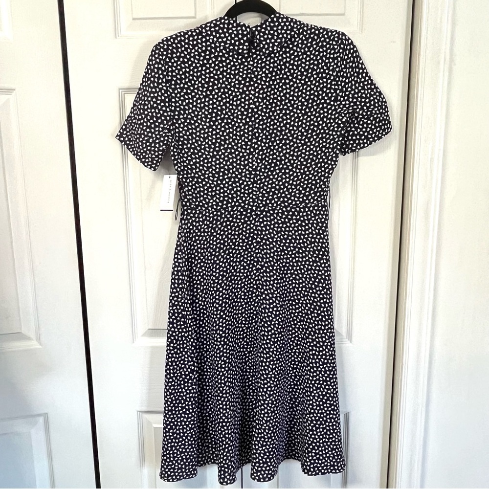 ALEXIA ADMOR Midi Heart Pattern Fit & Flare Collared Navy & White Dress Size 6 - Picture 9 of 16